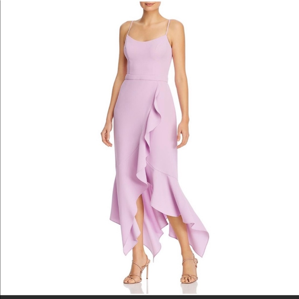 Aqua lilac lavender midi ruffle dress